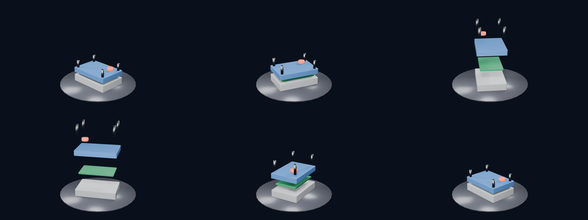 Bildschirmfoto aus dem Prüflauf: 3D-Animation: Logo-Reveal in Gold und Explosionsansicht eines Geräts auf dem Drehteller