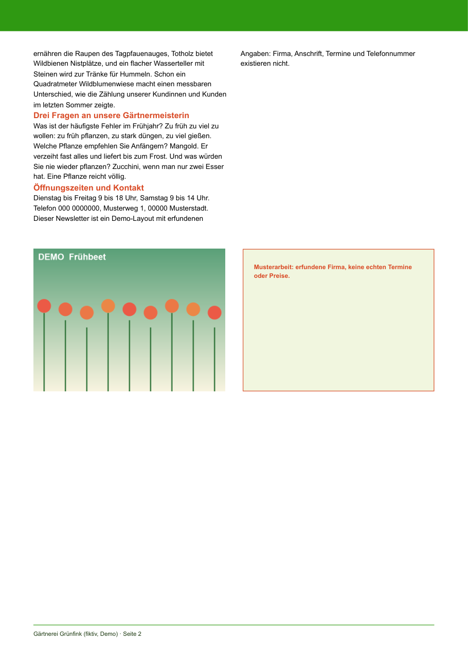 Bildschirmfoto aus dem Prüflauf: Newsletter-Layout als IDML für InDesign, dazu das Druck-PDF