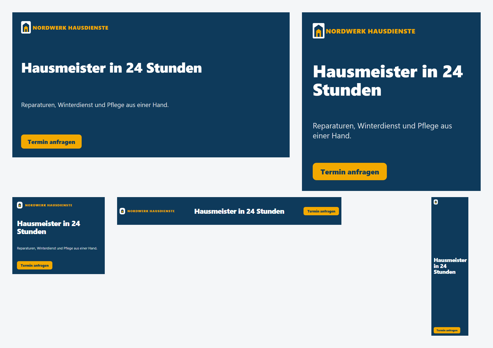 Bildschirmfoto aus dem Prüflauf: Werbebanner: eine Kampagne in sechs Formaten
