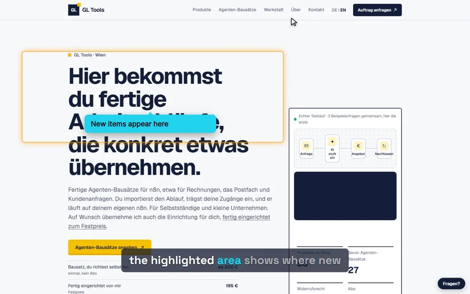 Software-Demovideo aus Bildschirmfotos